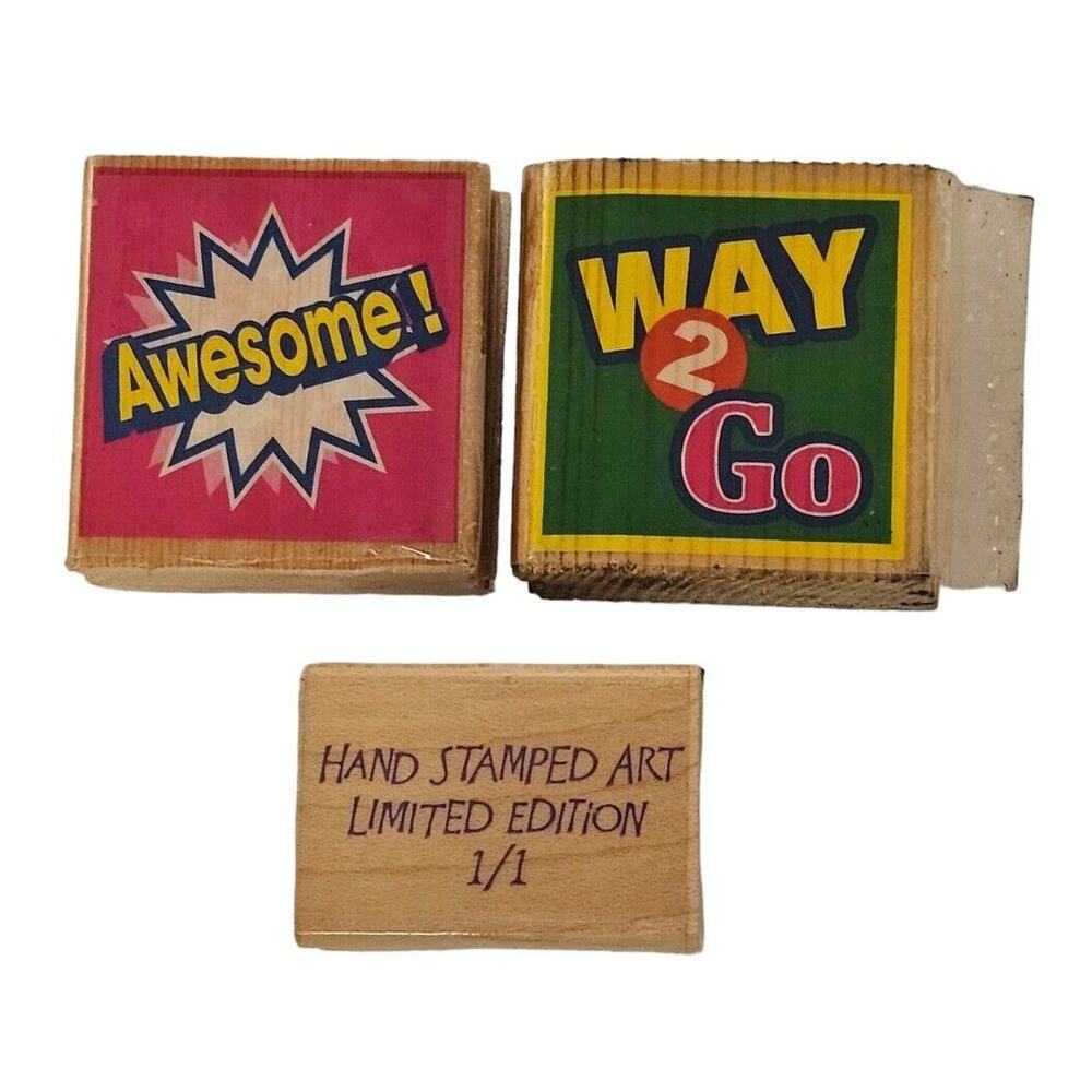 Teacher Rubber Stamps Homework Awesome Way 2 Go Hand Stamped Art Limited Edition